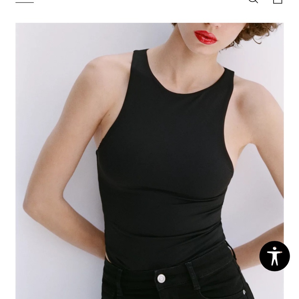 Zara Black High-Neck Bodysuit